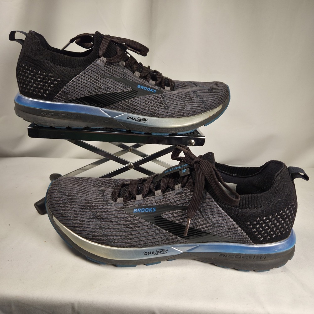 Brooks Mens Ricochet 2 Running Shoes Gray Blue Low Top Size 12.5